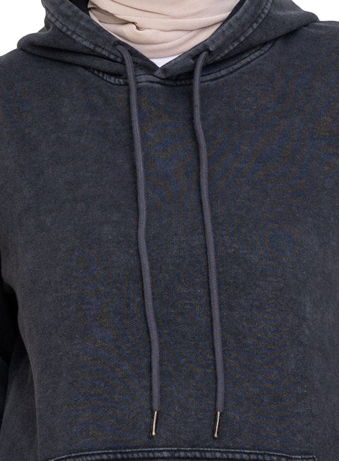 Black Washed Hoodie Vent - Khotwh